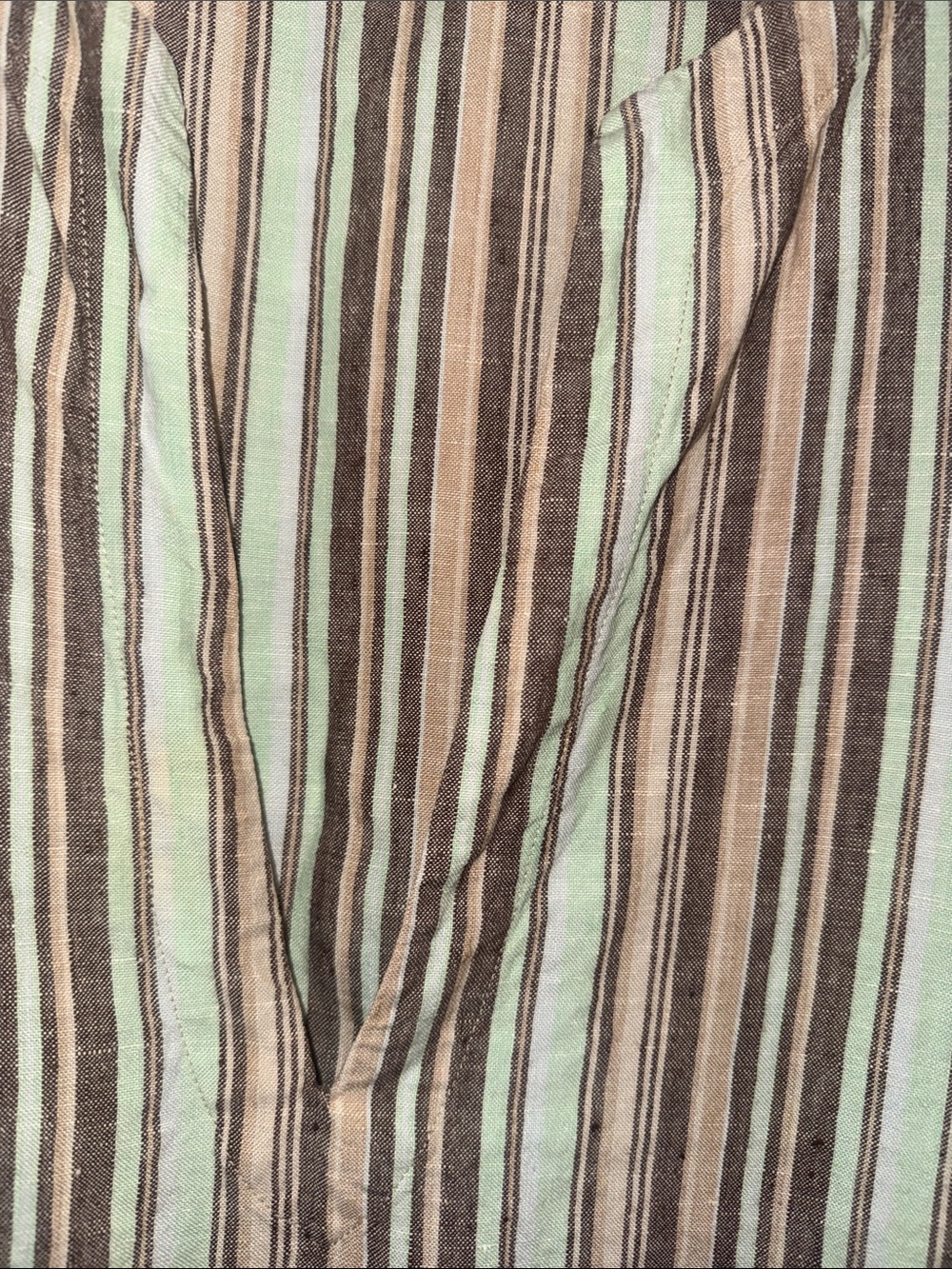 Tommy Bahama Mint & Brown Linen Striped V-Neck Tunic - XL - Picture 3 of 4